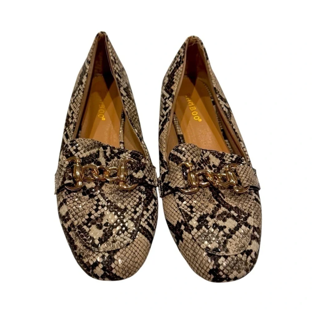 Bamboo Loafer Natural Reptile Print Size 7